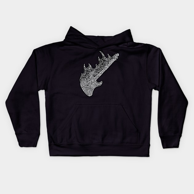 Flaming Bass White on Dark Kids Hoodie by PsychedelicDesignCompany